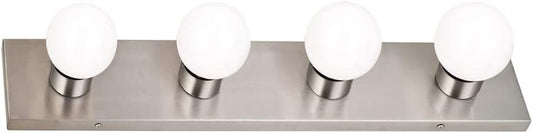 Design House 519298 Contemporary 4-Light Indoor Vanity Light Dimmable for Bathroom Bedroom Vanity Makeup. Satin Nickel