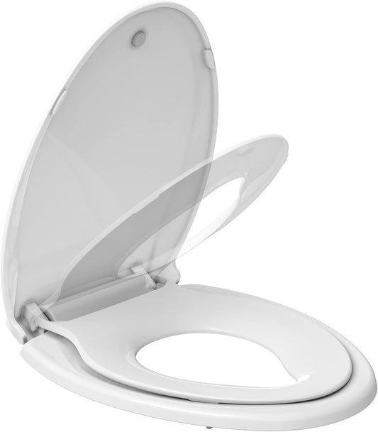 Toilet Seat. Elongated Toilet Seat with Toddler Seat Built in. Potty Training Toilet Seat Elongated Fits Both Adult and Child. with Slow Close and Magnets- Elongated
