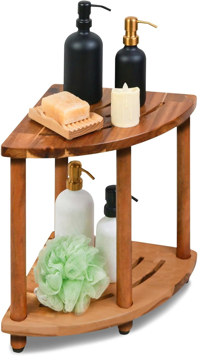 ENKEZI Shower Foot Rest 12 in - Shower Stool for Shaving Legs. Small Corner Bathroom Bench Suitable for Small Shower Spaces - Bath Seat. Spa Foot Rest Shaving Stool Corner