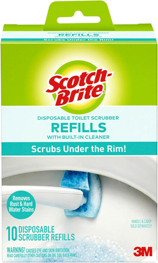 Scotch-Brite Disposable Toilet Scrubber Refill Pads for Toilet Cleaning System | Removes Rust & Hard Water Stains | 10 Disposable Refills