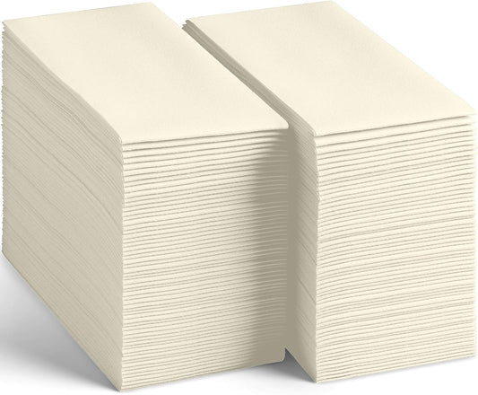 200-Pack Disposable Linen-Feel Champagne Napkins. 12 x 17 Cloth-Like Paper Dinner Napkins For Wedding. Bathroom. Party Or Event